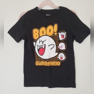Boys Super Mario Nintendo Black Short Sleeve Graphic Boo T-Shirt Size Large